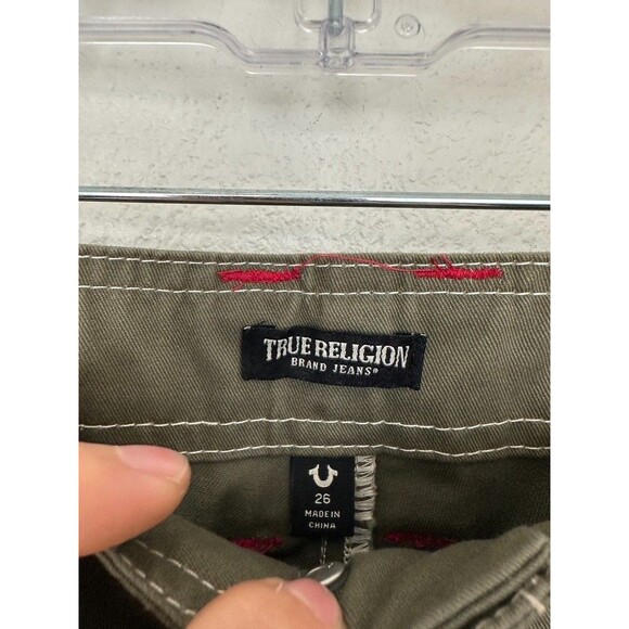 True Religion Women's Military Cargo Pants Straight Kalamata Olive Green Size 26 - Picture 5 of 12
